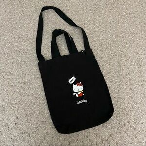Hello Kitty Black Embroidered Tote Bag